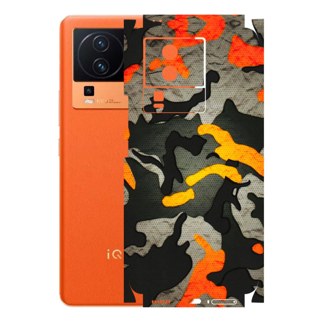 IQOO Phone Skins (All Models) - Orange Camouflage - 3D Embossed Finish (L-204) IQOO Neo 7 PRO