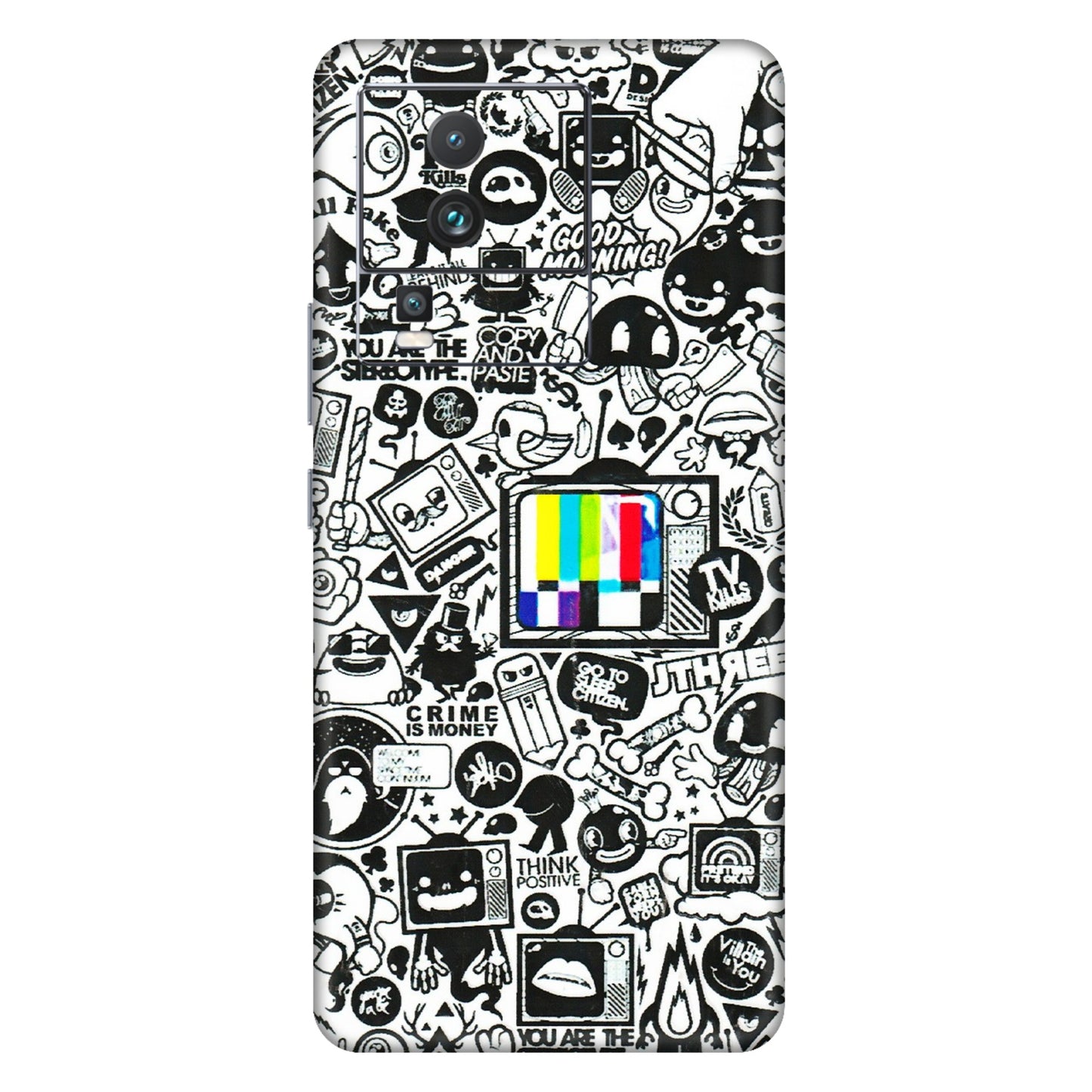 IQOO Phone Skins (All Models) - Doodles Positive Art - 3D Embossed Finish (L-263) IQOO Neo 7 PRO