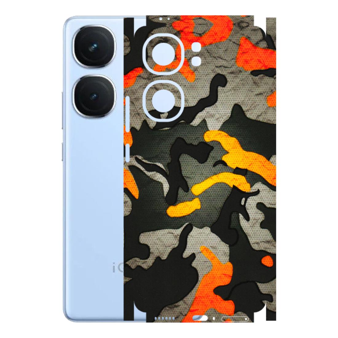IQOO Phone Skins (All Models) - Orange Camouflage - 3D Embossed Finish (L-204) IQOO Neo 9 Pro