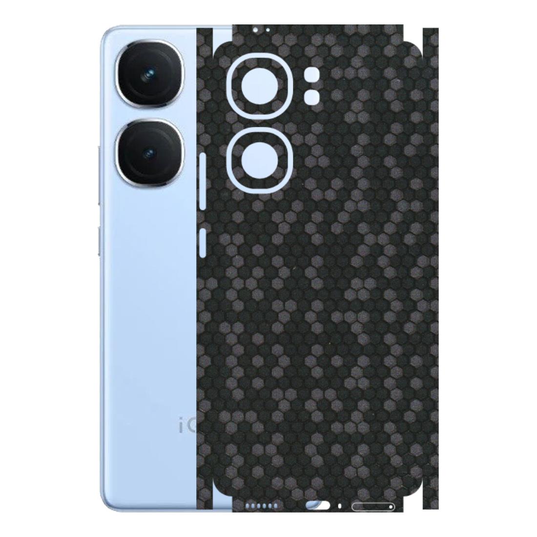IQOO Phone Skins (All Models) - Black Grey Honeycomb Sober - 3D Embossed Finish (L-85) IQOO Neo 9 Pro
