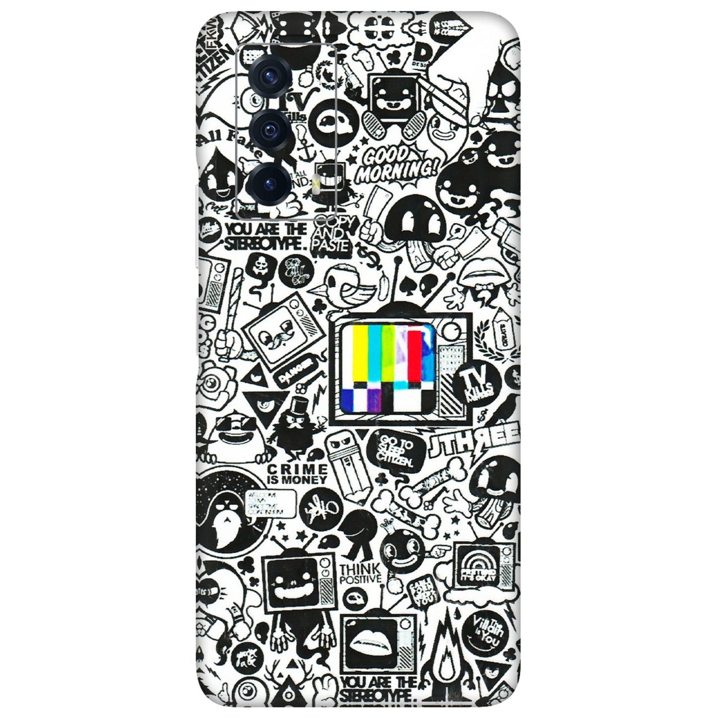 IQOO Phone Skins (All Models) - Doodles Positive Art - 3D Embossed Finish (L-263) IQOO Z5