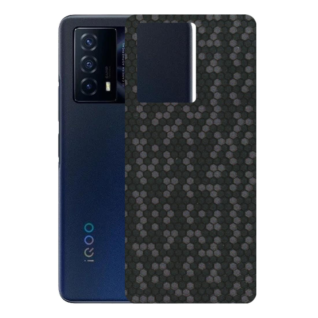 IQOO Phone Skins (All Models) - Black Grey Honeycomb Sober - 3D Embossed Finish (L-85) IQOO Z5