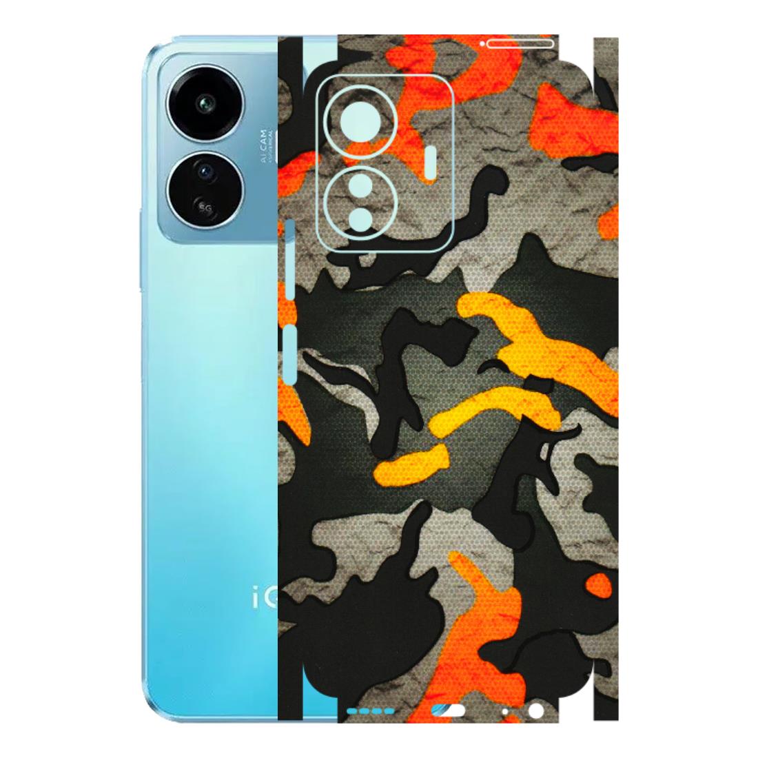 IQOO Phone Skins (All Models) - Orange Camouflage - 3D Embossed Finish (L-204) IQOO Z6 Lite 5G