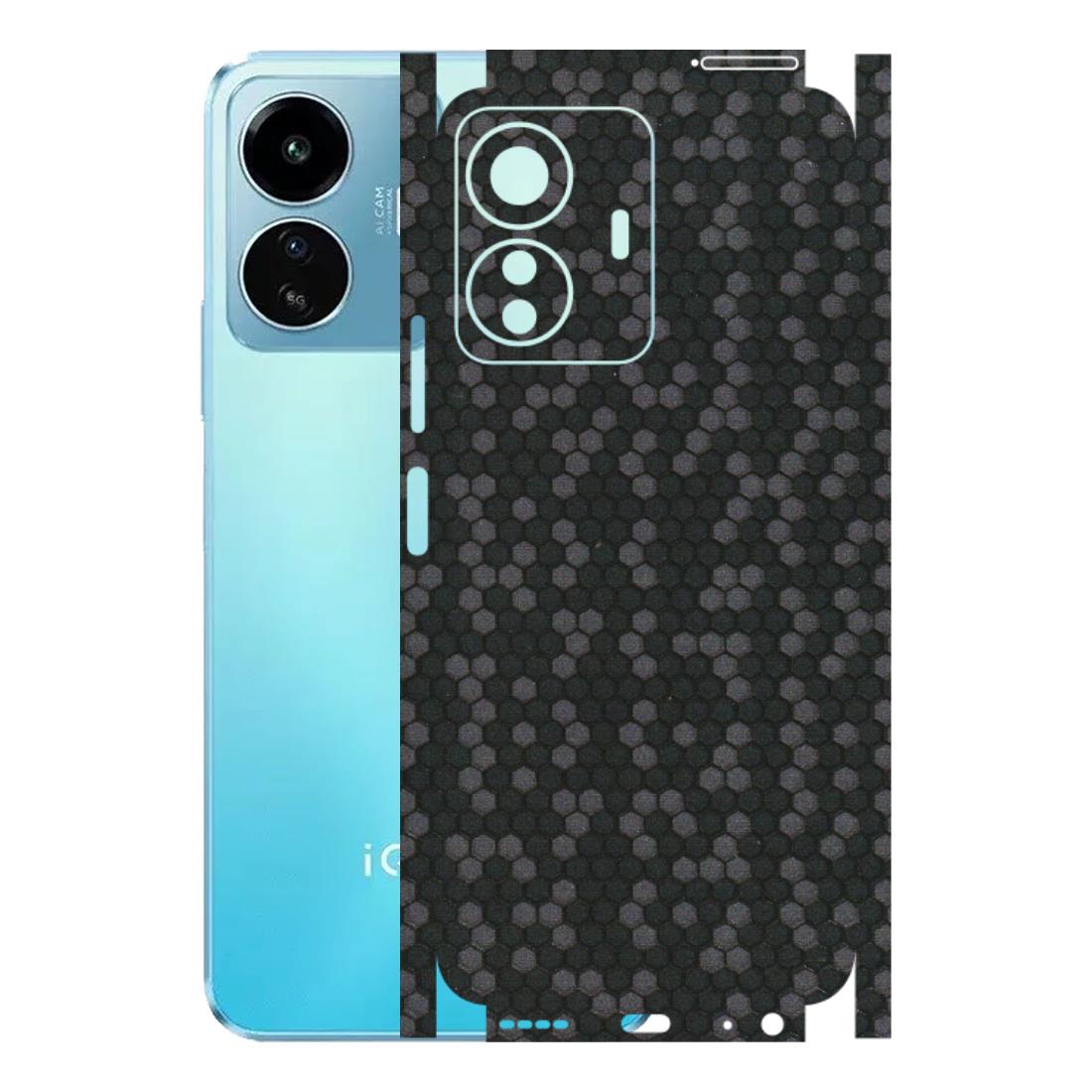 IQOO Phone Skins (All Models) - Black Grey Honeycomb Sober - 3D Embossed Finish (L-85) IQOO Z6 Lite 5G