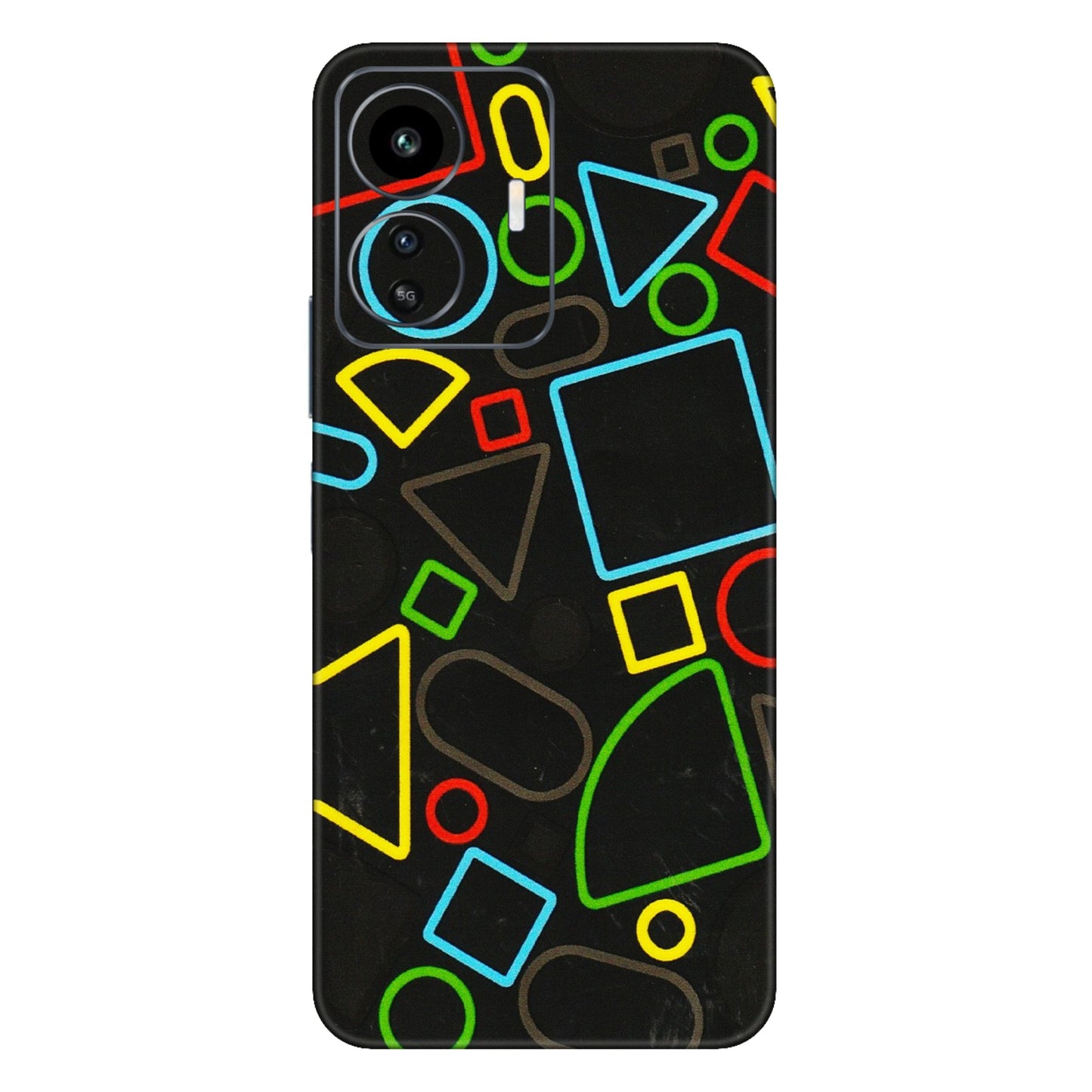 IQOO Phone Skins (All Models) - Black Shapes - 3D Embossed Finish (L-131) IQOO Z6 Lite 5G