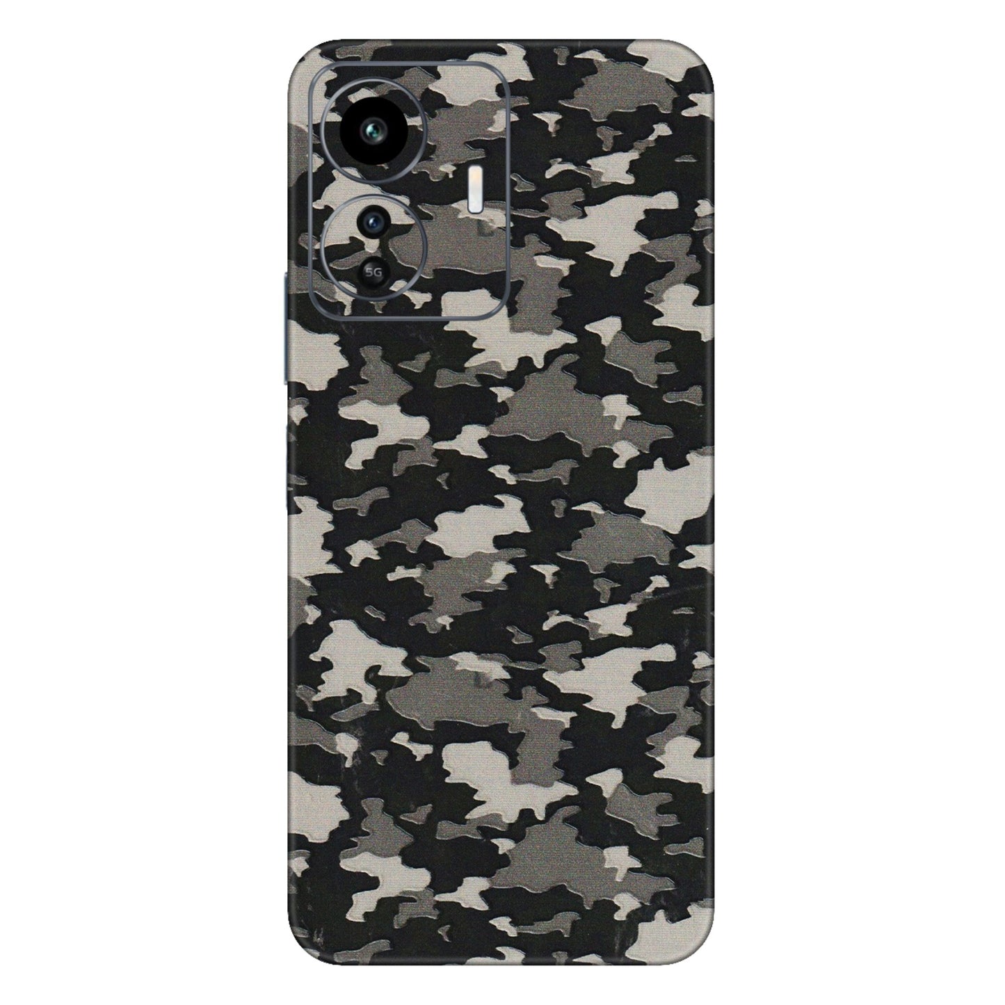 IQOO Phone Skins (All Models) - Black/Grey Camoflaunge - 3D Embossed Finish (L-142) IQOO Z6 Lite 5G