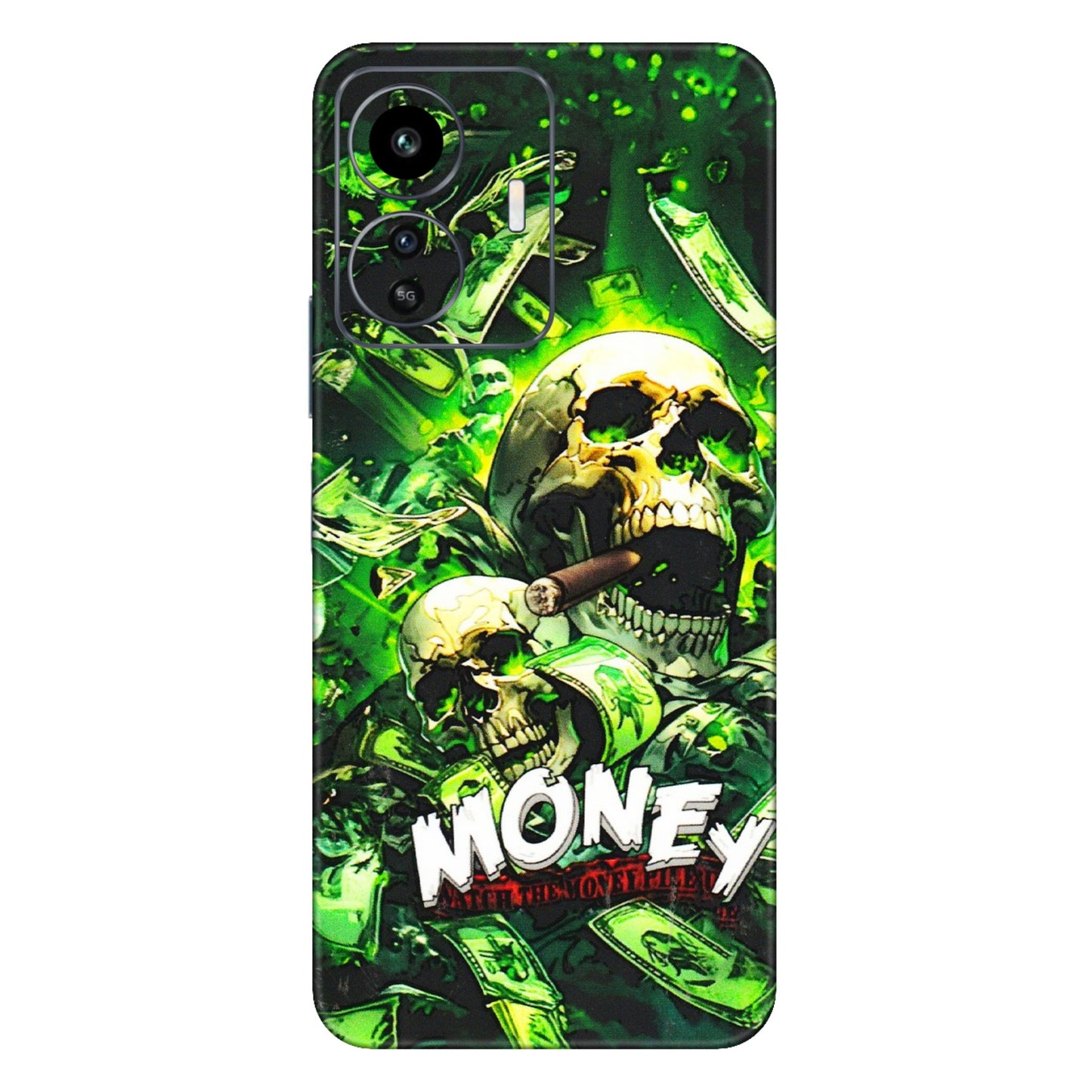 IQOO Phone Skins (All Models) - Skull Money - 3D Embossed Finish (L-303) IQOO Z6 Lite 5G