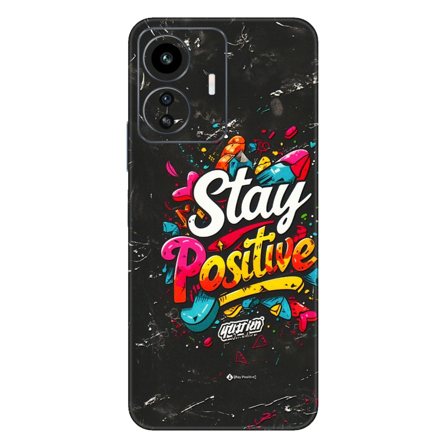 IQOO Phone Skins (All Models) - Stay Positive Black - 3D Embossed Finish (L-31) IQOO Z6 Lite 5G