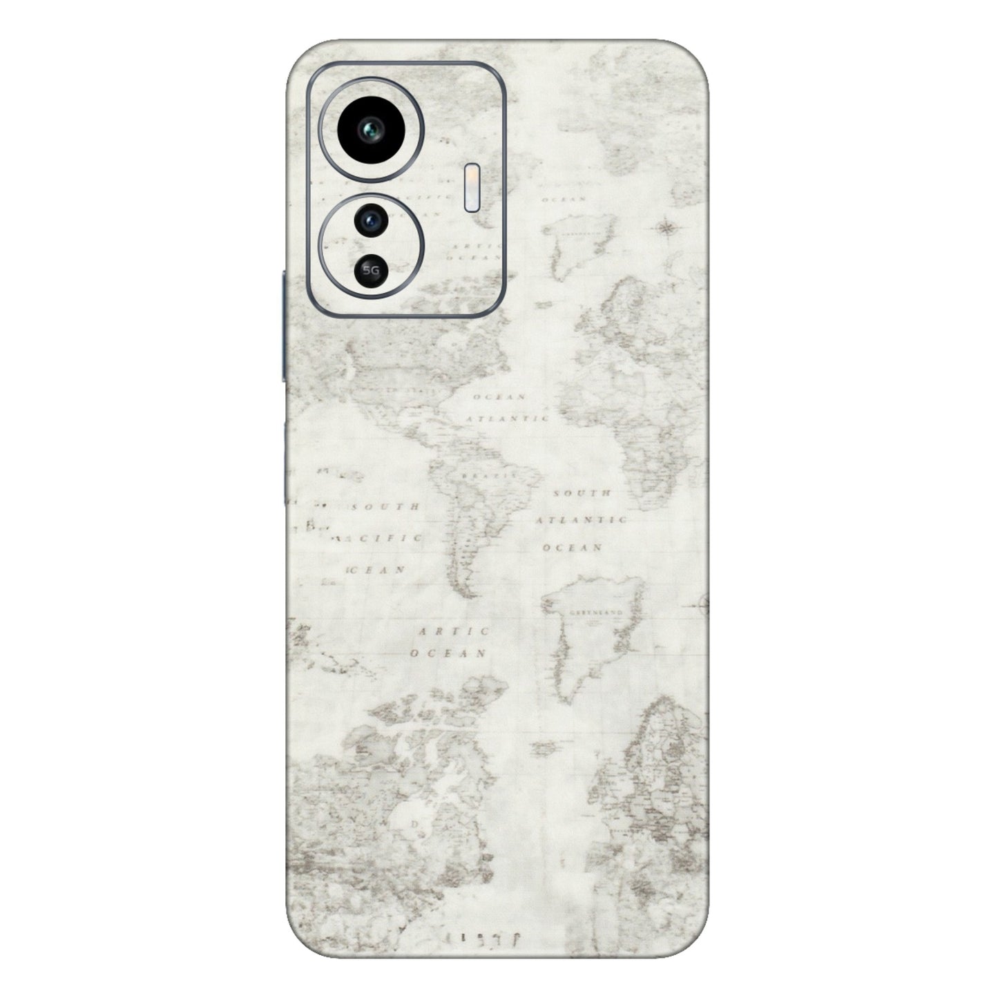 IQOO Phone Skins (All Models) - World Travel Map - Transparent Finish (T-04) IQOO Z6 Lite 5G