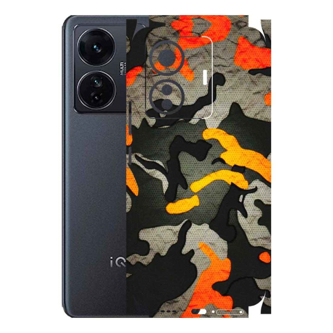 IQOO Phone Skins (All Models) - Orange Camouflage - 3D Embossed Finish (L-204) IQOO Z6 PRO 5G