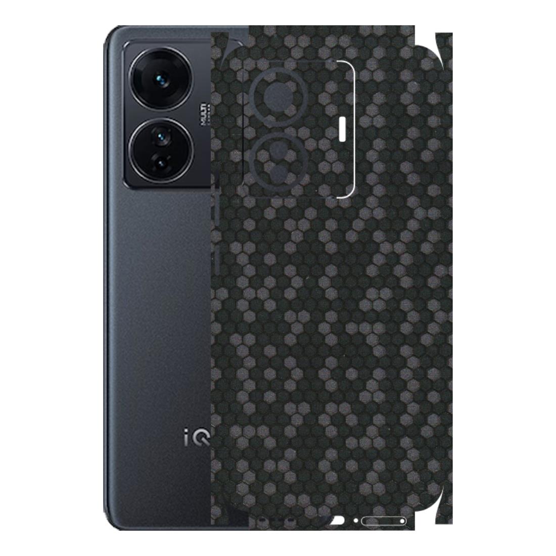 IQOO Phone Skins (All Models) - Black Grey Honeycomb Sober - 3D Embossed Finish (L-85) IQOO Z6 PRO 5G