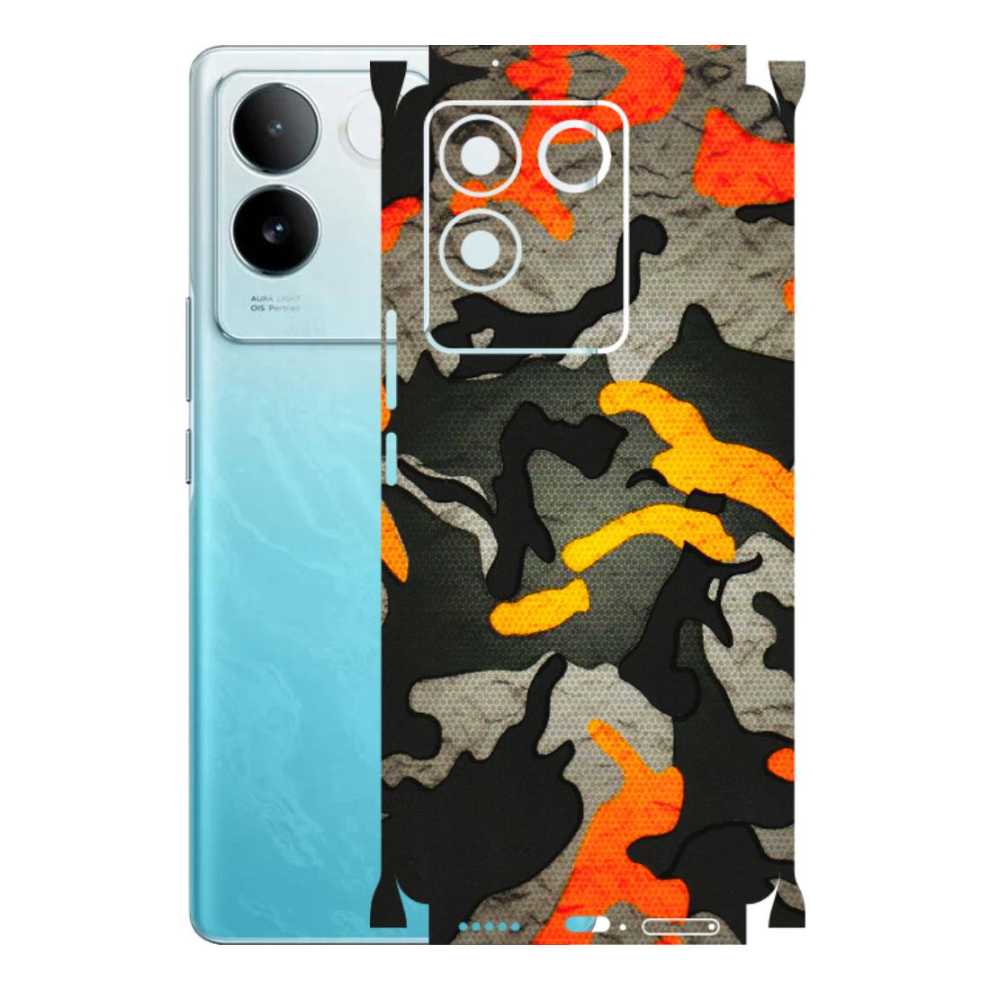 IQOO Phone Skins (All Models) - Orange Camouflage - 3D Embossed Finish (L-204) IQOO Z7 Pro