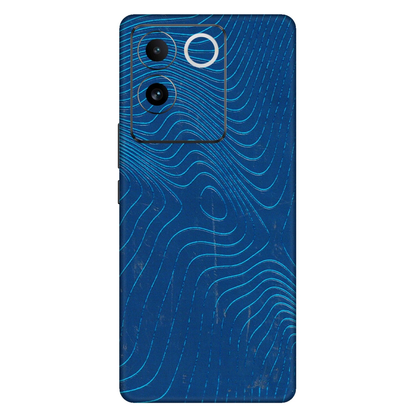 IQOO Phone Skins (All Models) - Abstract Blue Line Map - 3D Embossed Finish (L-272) IQOO Z7 Pro