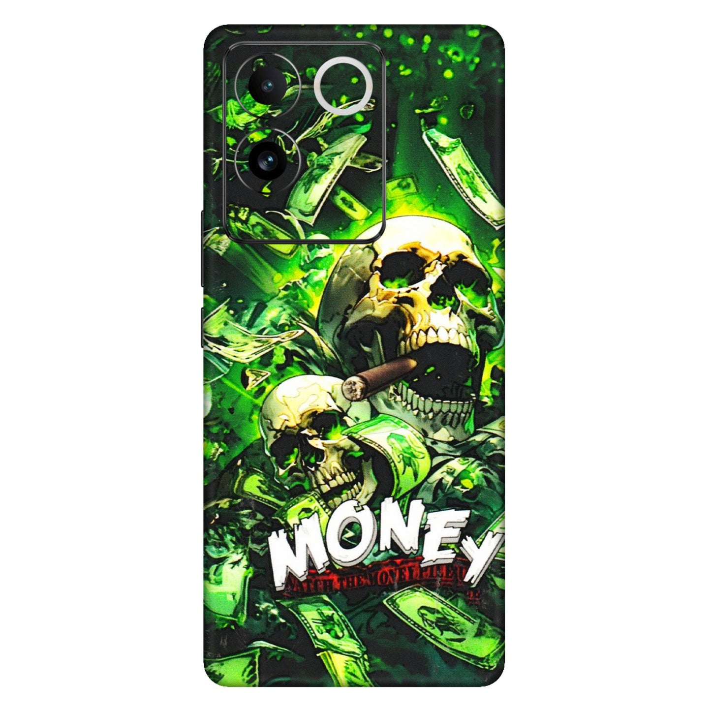 IQOO Phone Skins (All Models) - Skull Money - 3D Embossed Finish (L-303) IQOO Z7 Pro