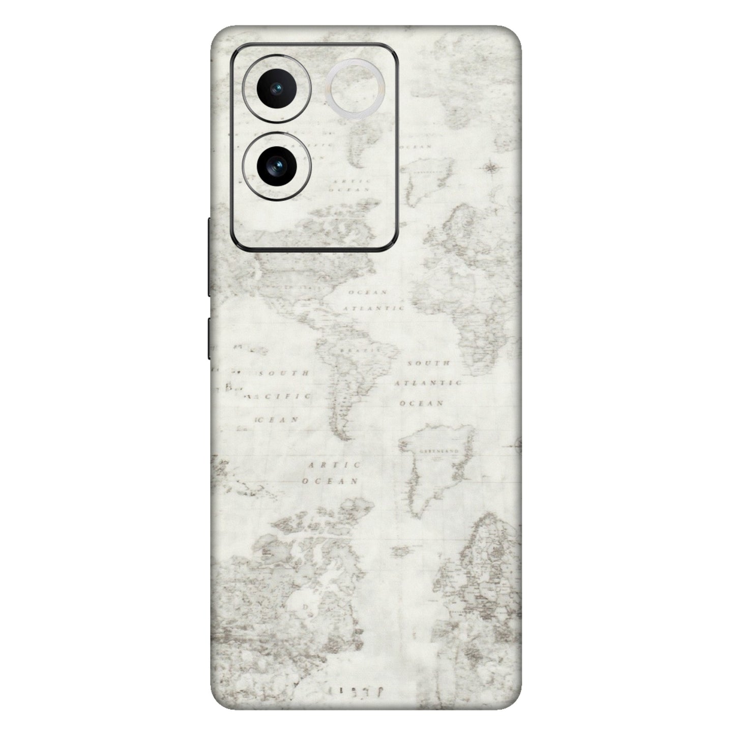 IQOO Phone Skins (All Models) - World Travel Map - Transparent Finish (T-04) IQOO Z7 Pro