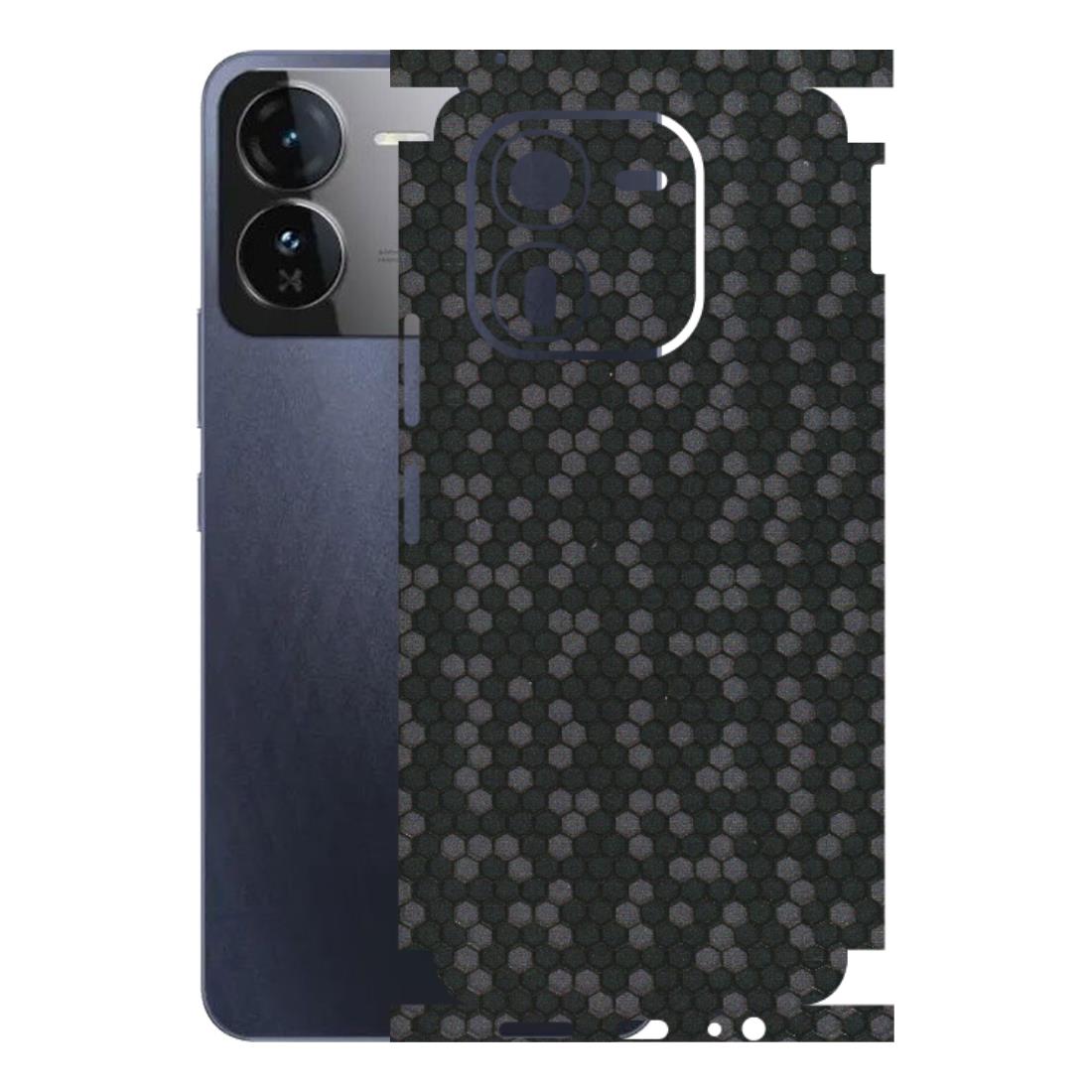 IQOO Phone Skins (All Models) - Black Grey Honeycomb Sober - 3D Embossed Finish (L-85) IQOO Z9X