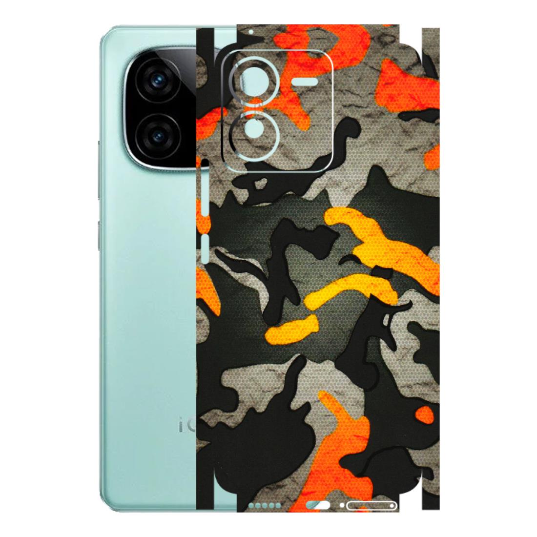 IQOO Phone Skins (All Models) - Orange Camouflage - 3D Embossed Finish (L-204) IQOO Z9