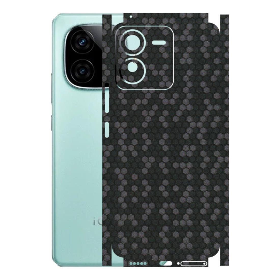 IQOO Phone Skins (All Models) - Black Grey Honeycomb Sober - 3D Embossed Finish (L-85) IQOO Z9