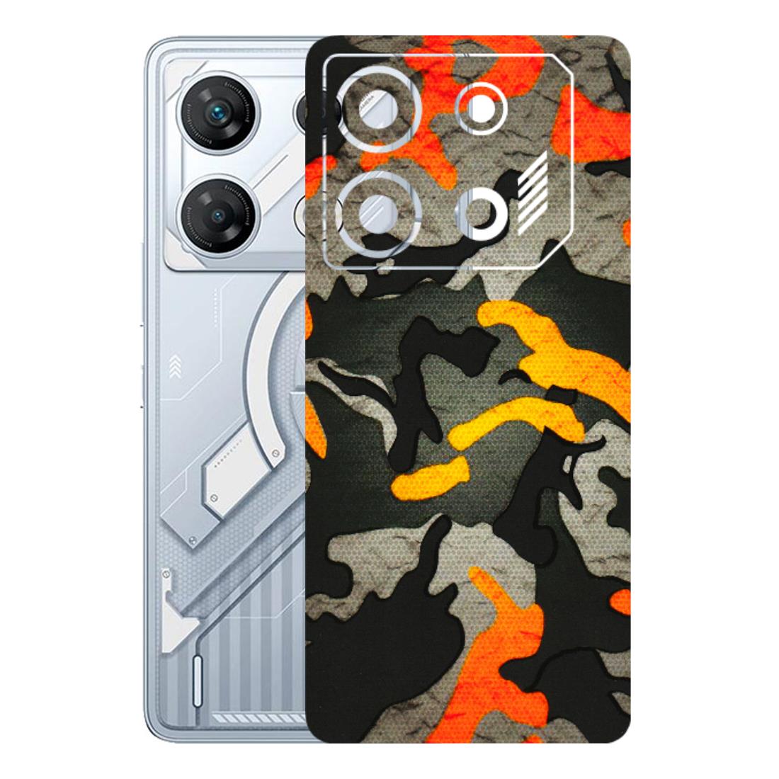 INFINIX Phone Skins (All Models) - Orange Camouflage - 3D Embossed Finish (L-204) Infinix GT 10 PRO