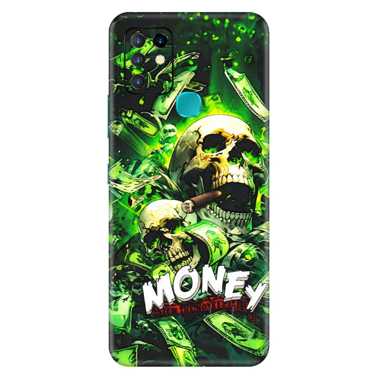 INFINIX Phone Skins (All Models) - Skull Money - 3D Embossed Finish (L-303) Infinix Hot 10