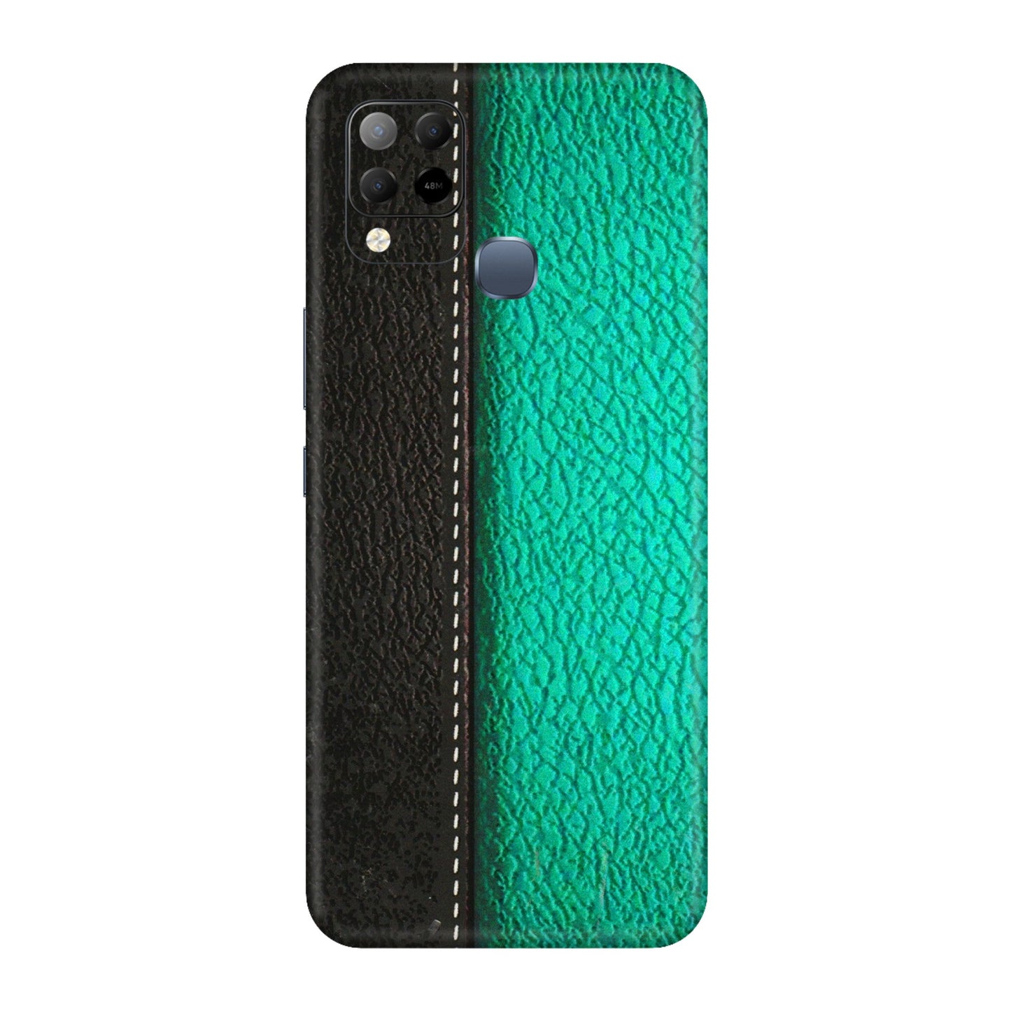 INFINIX Phone Skins (All Models) - Black Green Dual Leather Stich - 3D Embossed Finish (L-233) Infinix Hot 10S
