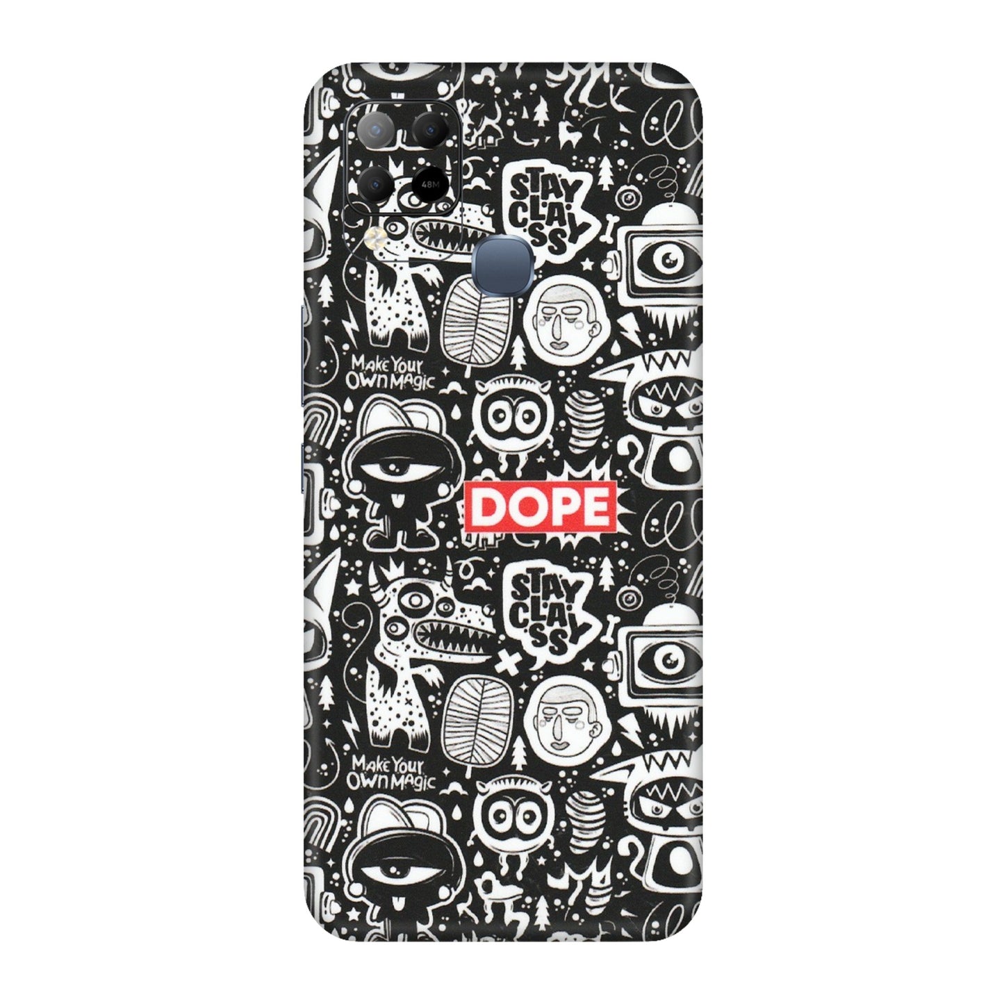 INFINIX Phone Skins (All Models) - Dope Stay Classy Black Doodles - Matte Finish (M-126) Infinix Hot 10S