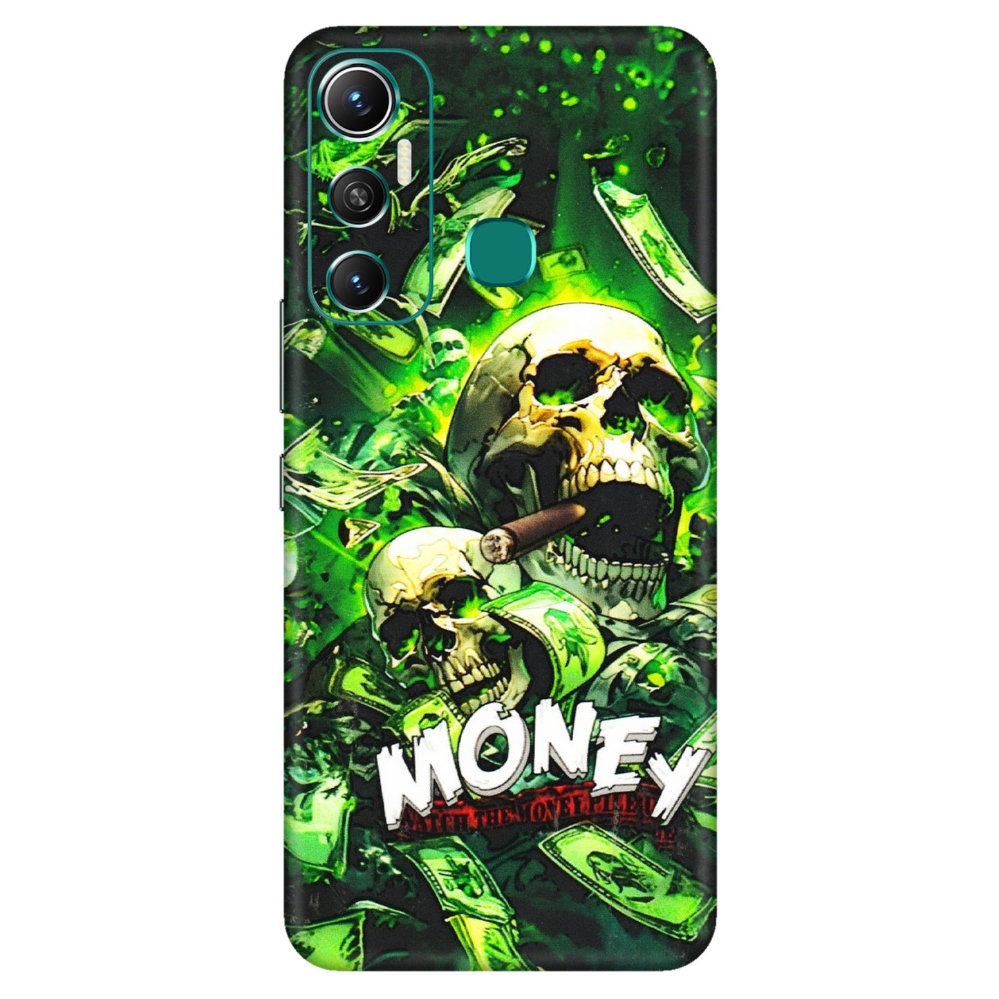 INFINIX Phone Skins (All Models) - Skull Money - 3D Embossed Finish (L-303) Infinix Hot 11