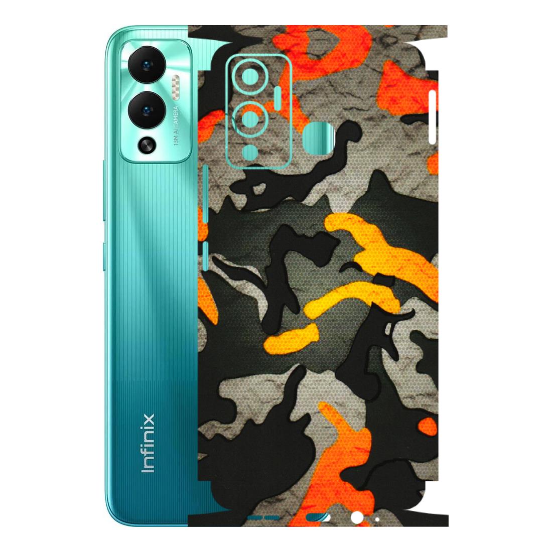 INFINIX Phone Skins (All Models) - Orange Camouflage - 3D Embossed Finish (L-204) Infinix Hot 12 Play