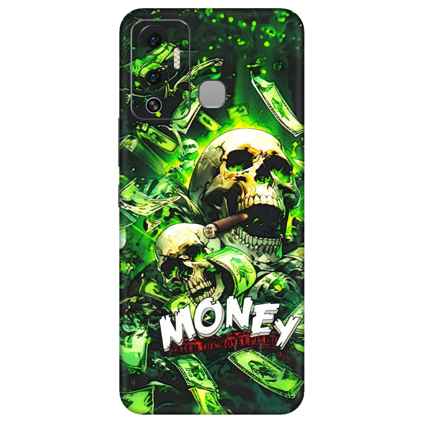 INFINIX Phone Skins (All Models) - Skull Money - 3D Embossed Finish (L-303) Infinix Hot 12 Play