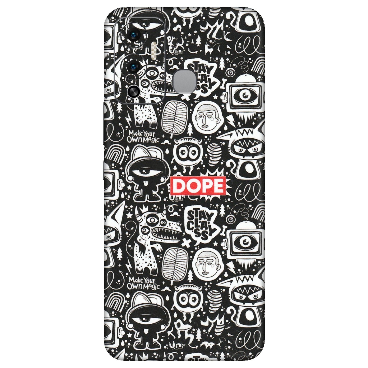 INFINIX Phone Skins (All Models) - Dope Stay Classy Black Doodles - Matte Finish (M-126) Infinix Hot 12 Play