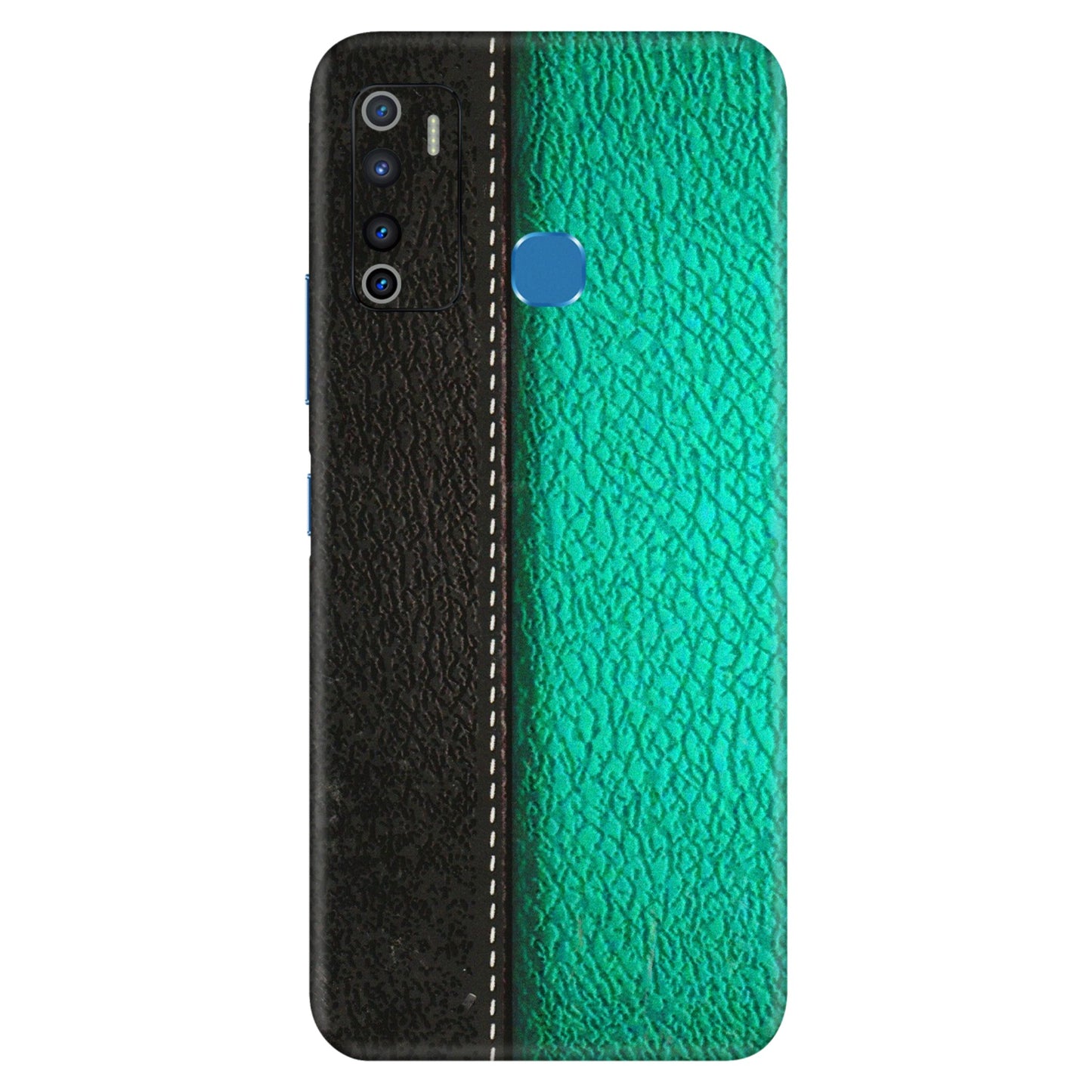 INFINIX Phone Skins (All Models) - Black Green Dual Leather Stich - 3D Embossed Finish (L-233) Infinix Hot 9