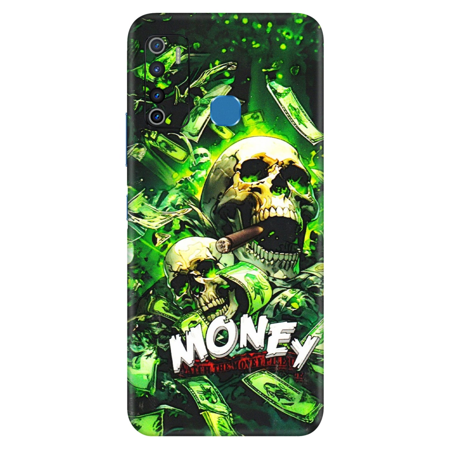 INFINIX Phone Skins (All Models) - Skull Money - 3D Embossed Finish (L-303) Infinix Hot 9