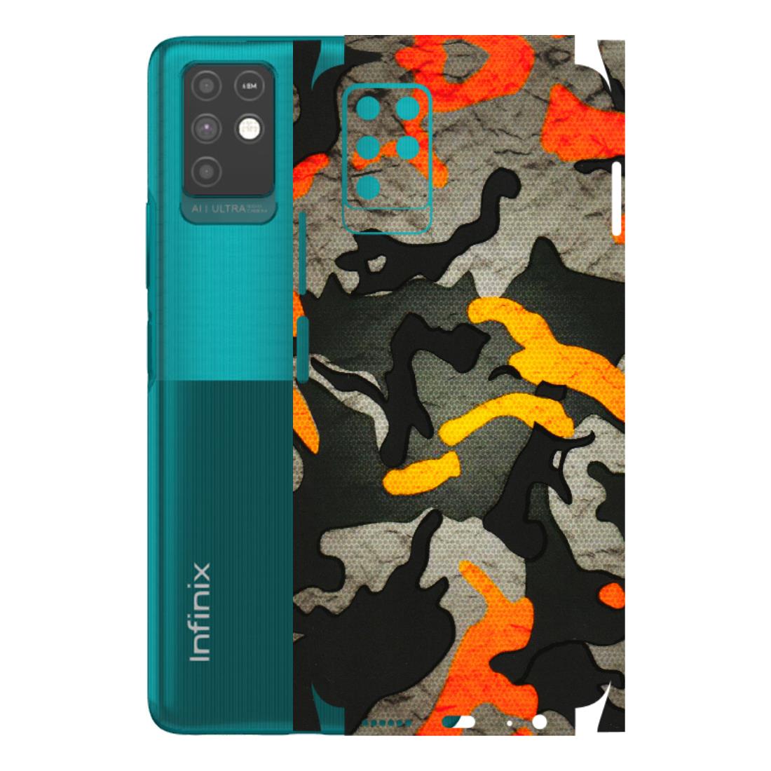 INFINIX Phone Skins (All Models) - Orange Camouflage - 3D Embossed Finish (L-204) Infinix Note 10