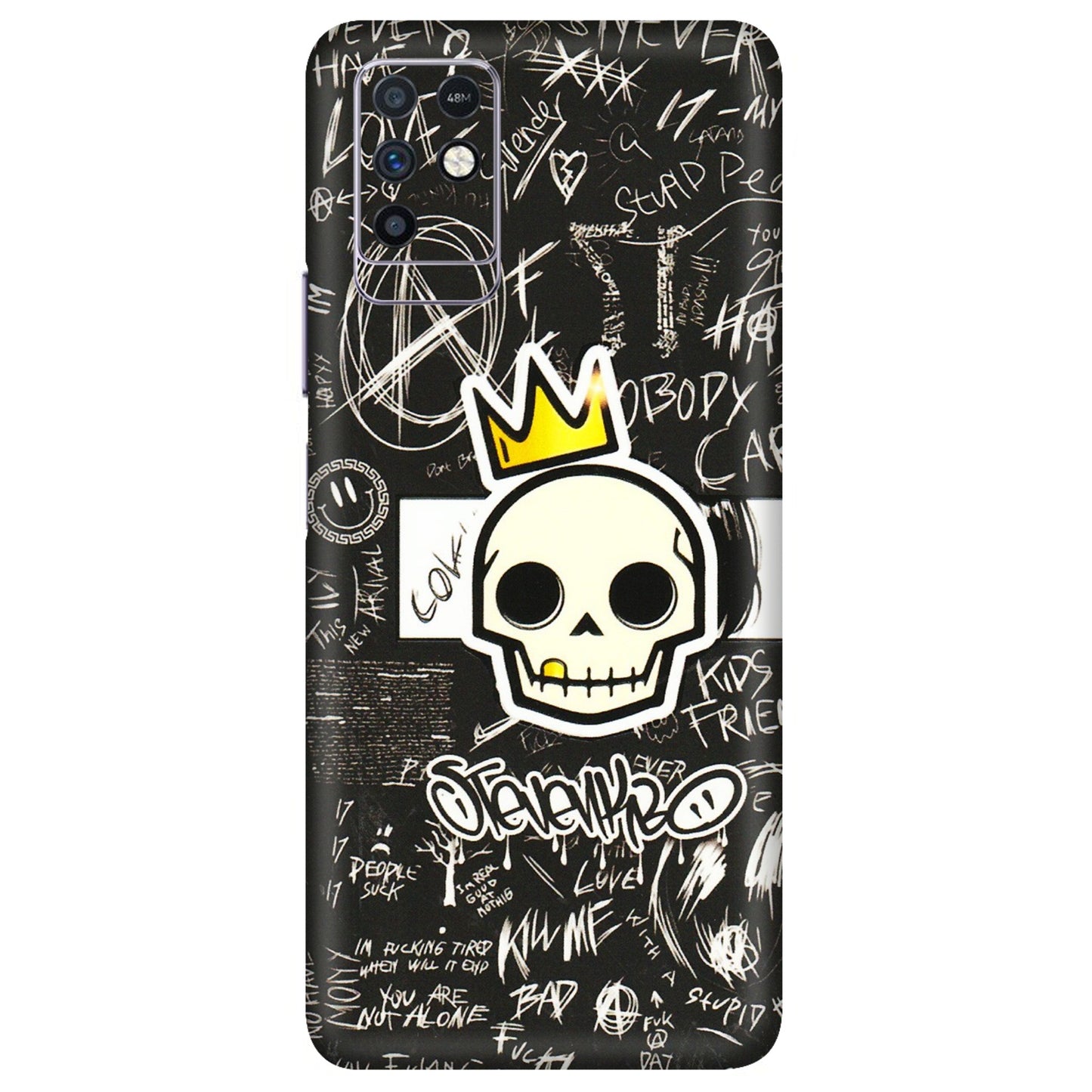 INFINIX Phone Skins (All Models) - Funny Skull Black Chalk Grafitti - 3D Embossed Finish (L-22) Infinix Note 10