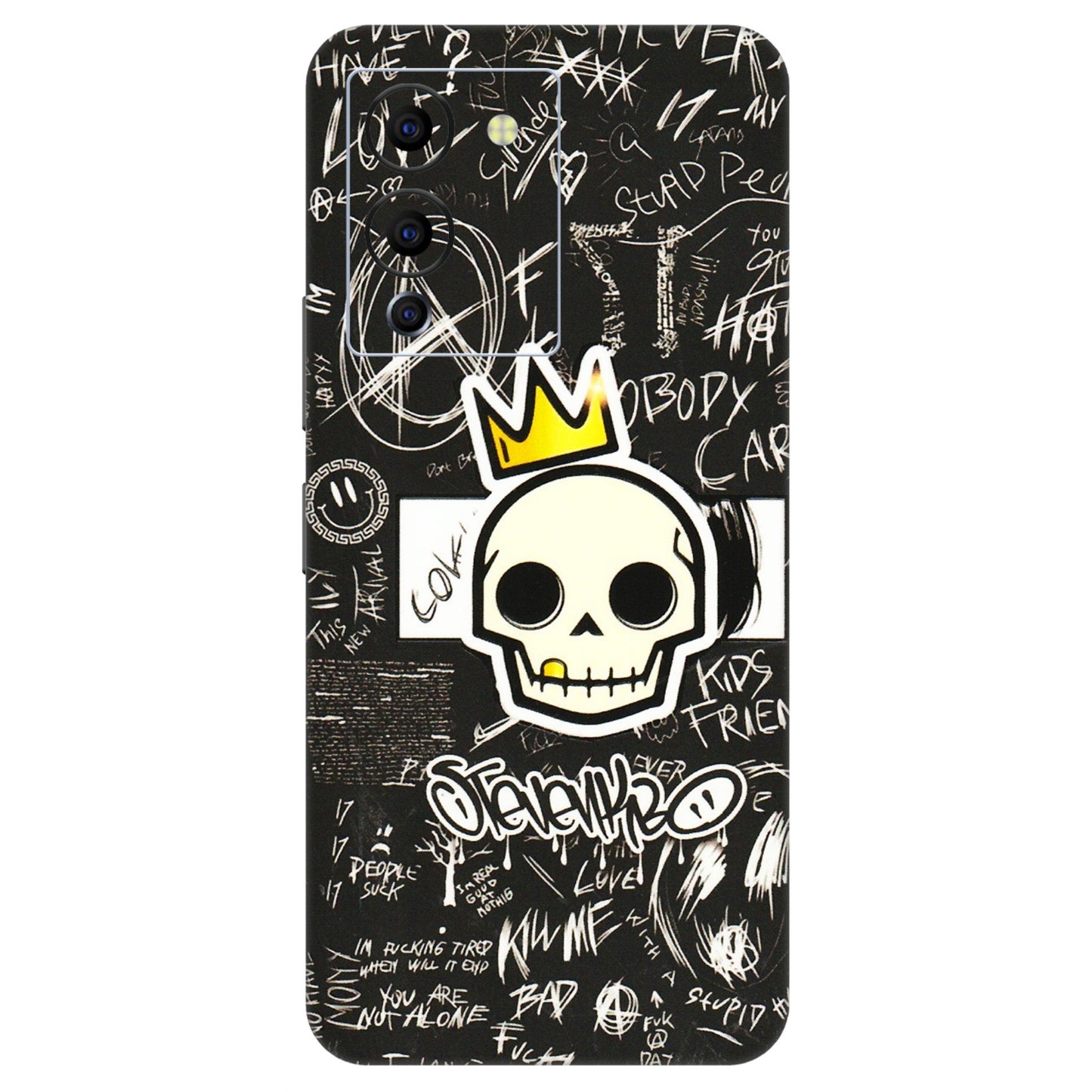 INFINIX Phone Skins (All Models) - Funny Skull Black Chalk Grafitti - 3D Embossed Finish (L-22) Infinix Note 12 G96