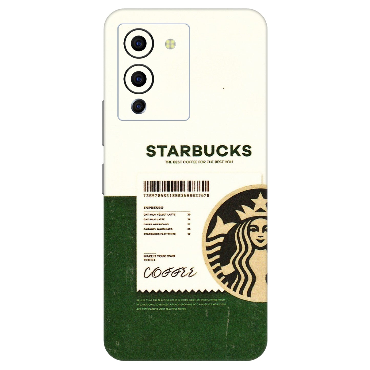 INFINIX Phone Skins (All Models) - Starbucks Barcode - 3D Embossed Finish (L-308) Infinix Note 12 G96
