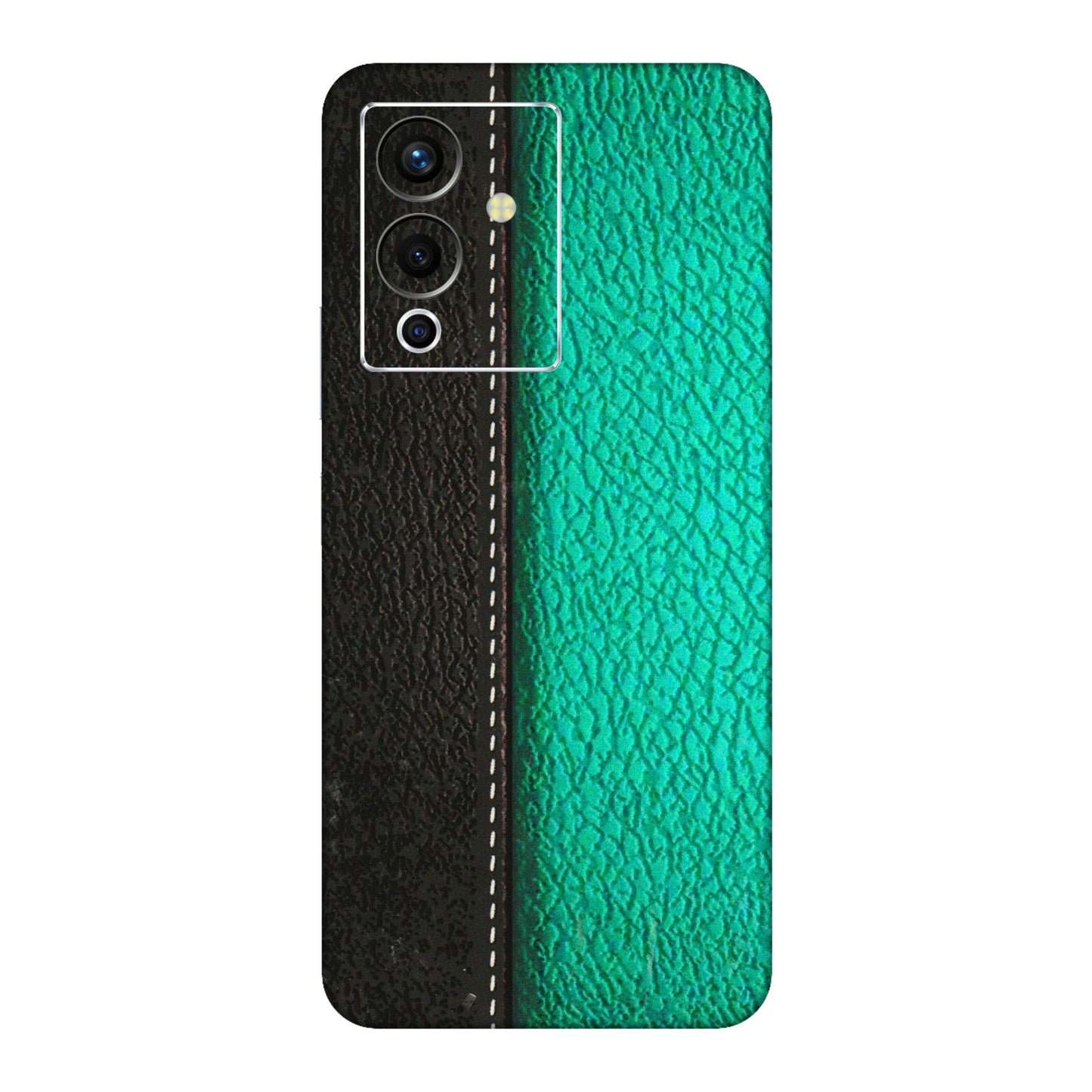 INFINIX Phone Skins (All Models) - Black Green Dual Leather Stich - 3D Embossed Finish (L-233) Infinix Note 12 Pro (5G)
