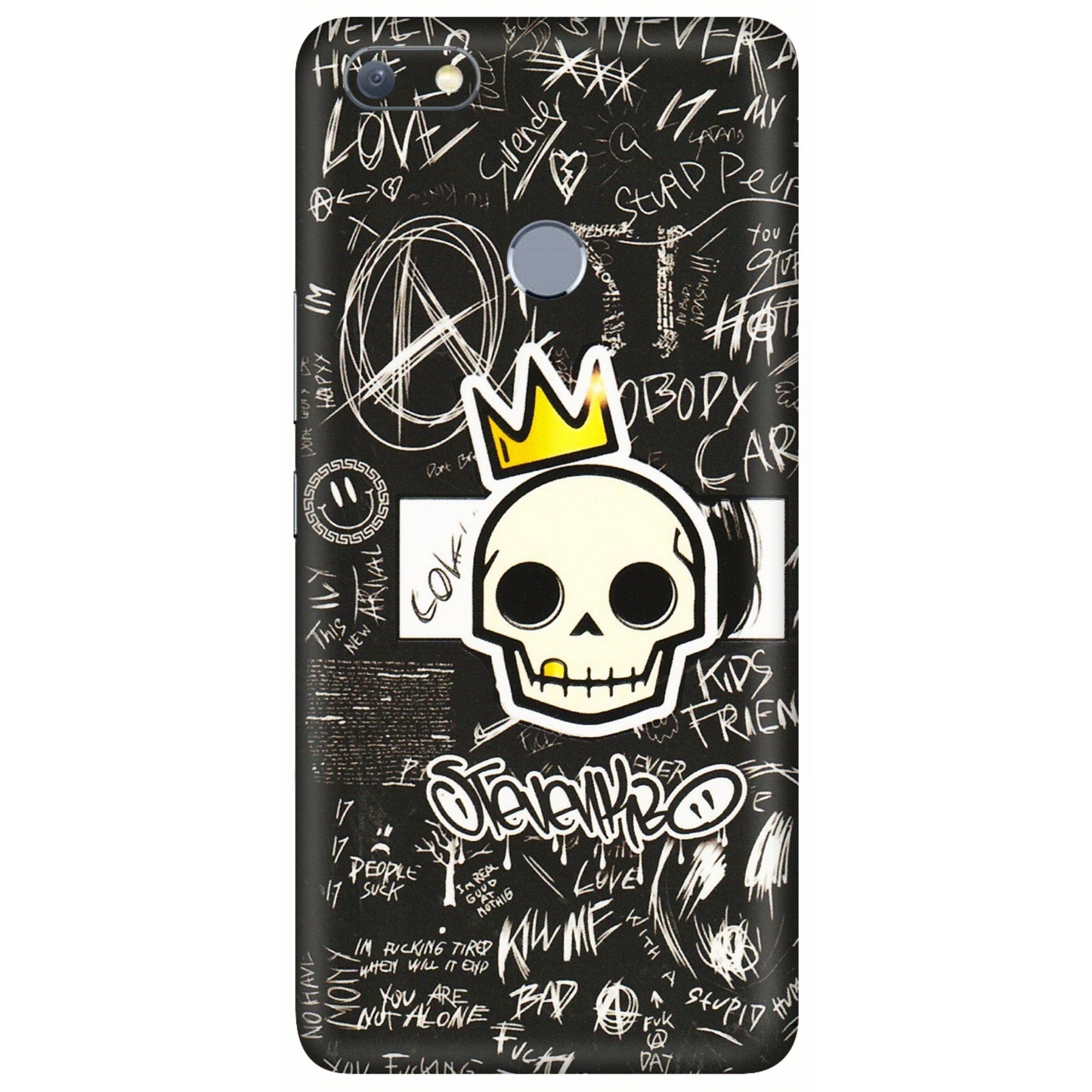 INFINIX Phone Skins (All Models) - Funny Skull Black Chalk Grafitti - 3D Embossed Finish (L-22) Infinix Note 5
