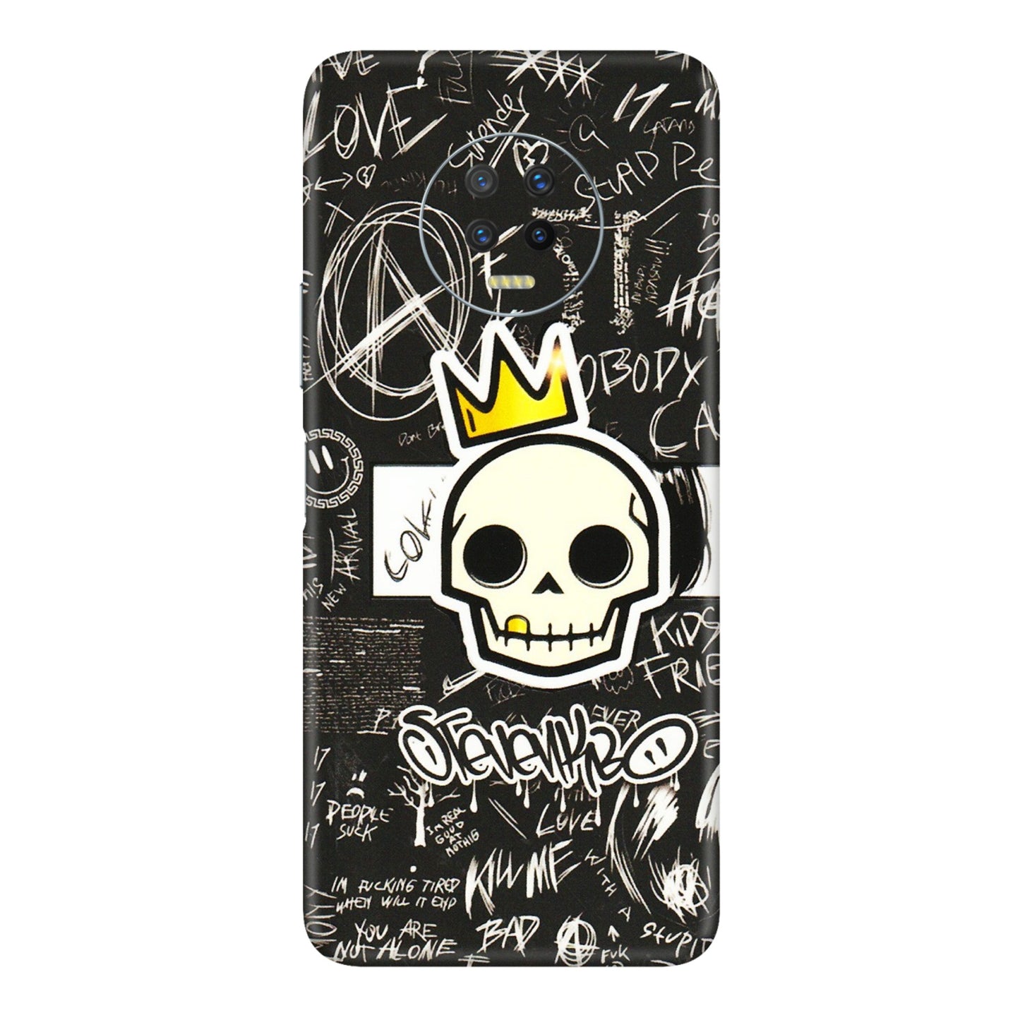 INFINIX Phone Skins (All Models) - Funny Skull Black Chalk Grafitti - 3D Embossed Finish (L-22) Infinix Note 7