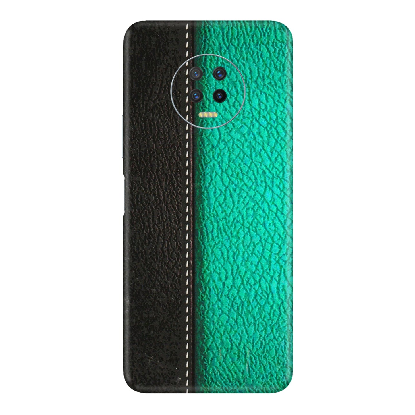 INFINIX Phone Skins (All Models) - Black Green Dual Leather Stich - 3D Embossed Finish (L-233) Infinix Note 7