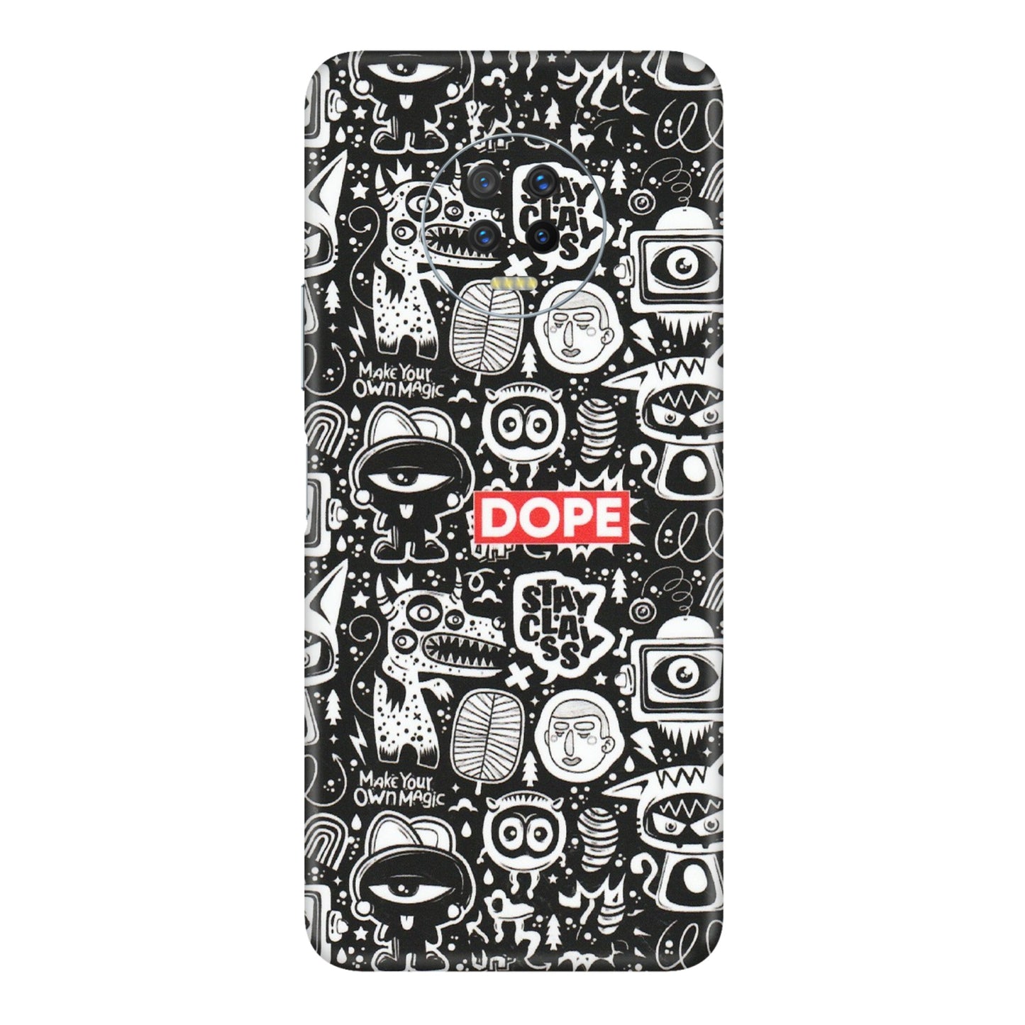 INFINIX Phone Skins (All Models) - Dope Stay Classy Black Doodles - Matte Finish (M-126) Infinix Note 7