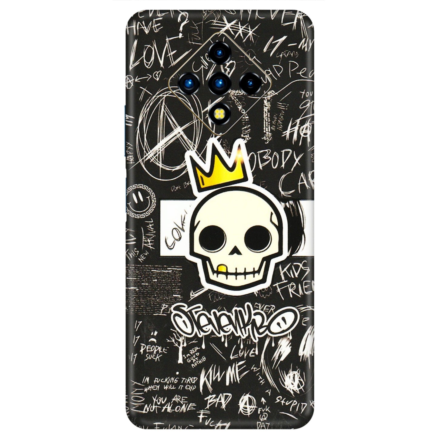 INFINIX Phone Skins (All Models) - Funny Skull Black Chalk Grafitti - 3D Embossed Finish (L-22) Infinix Zero 8i