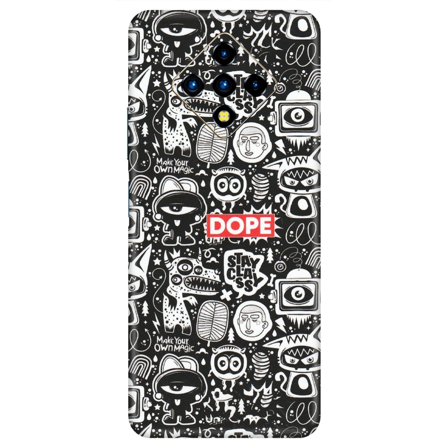 INFINIX Phone Skins (All Models) - Dope Stay Classy Black Doodles - Matte Finish (M-126) Infinix Zero 8i