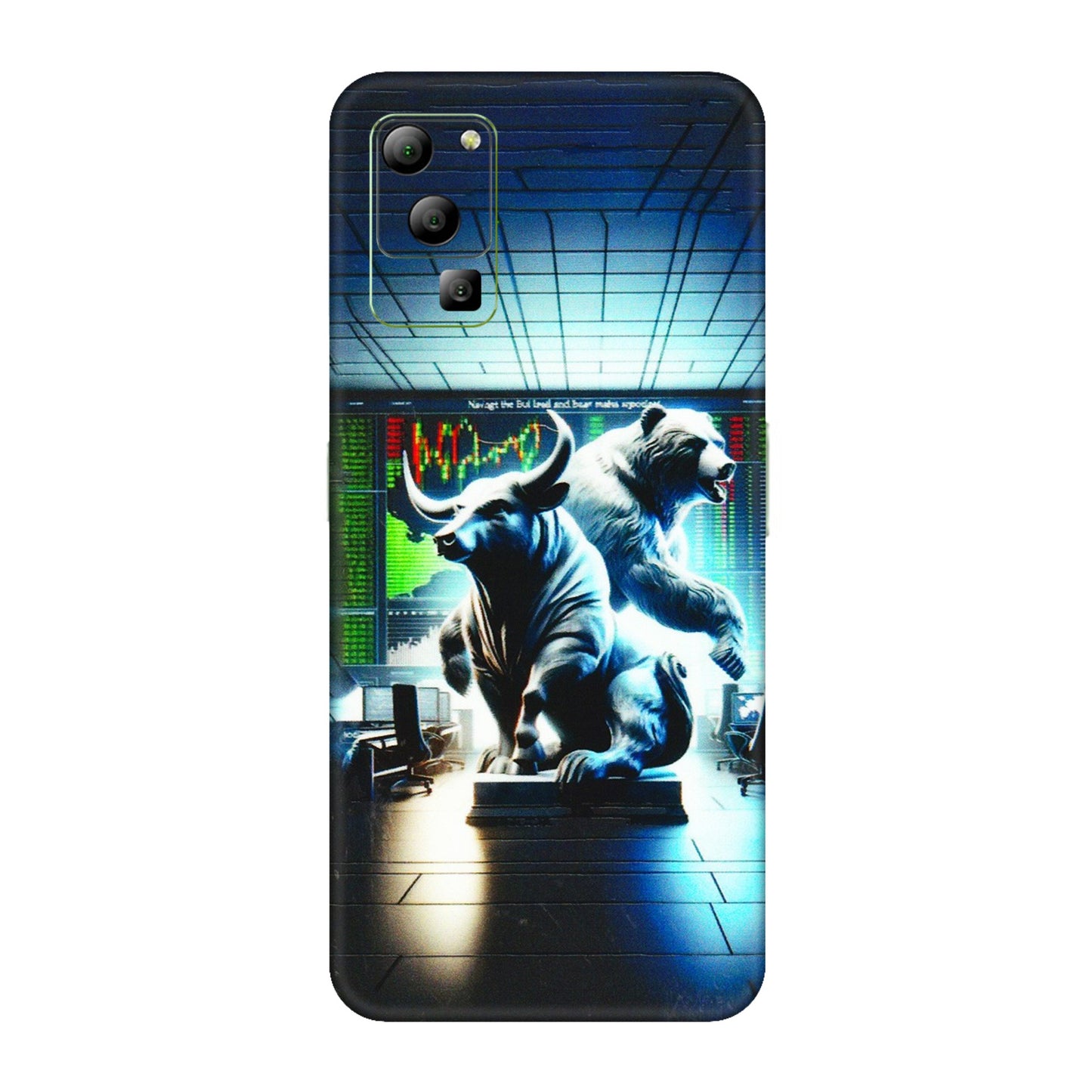 Lava Phone Skins (All Models) - Stock Market Sensex Bear vs Bulls - 3D Embossed Finish (L-15) LAVA Blaze (5G)