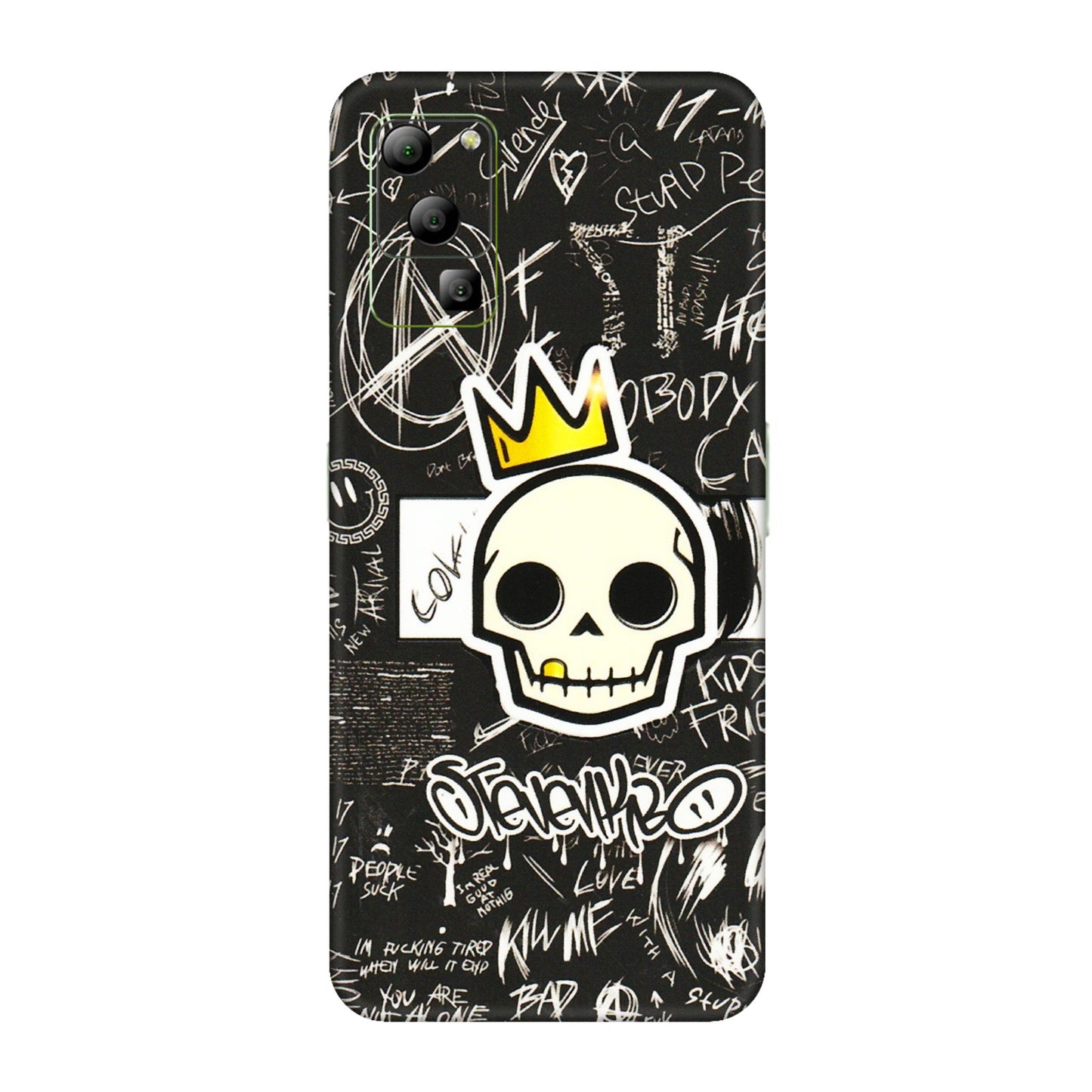 Lava Phone Skins (All Models) - Funny Skull Black Chalk Grafitti - 3D Embossed Finish (L-22) LAVA Blaze (5G)