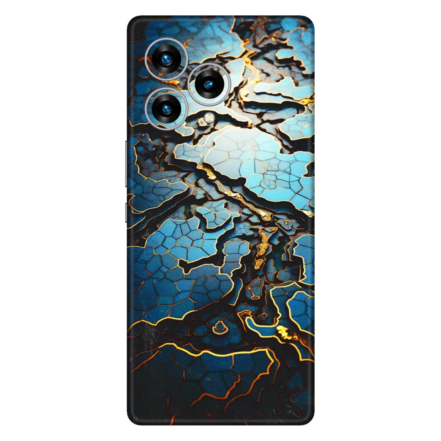 Lava Phone Skins (All Models) - Blue Gold Abstract - 3D Embossed Finish (L-11) LAVA Blaze Curve (5G)