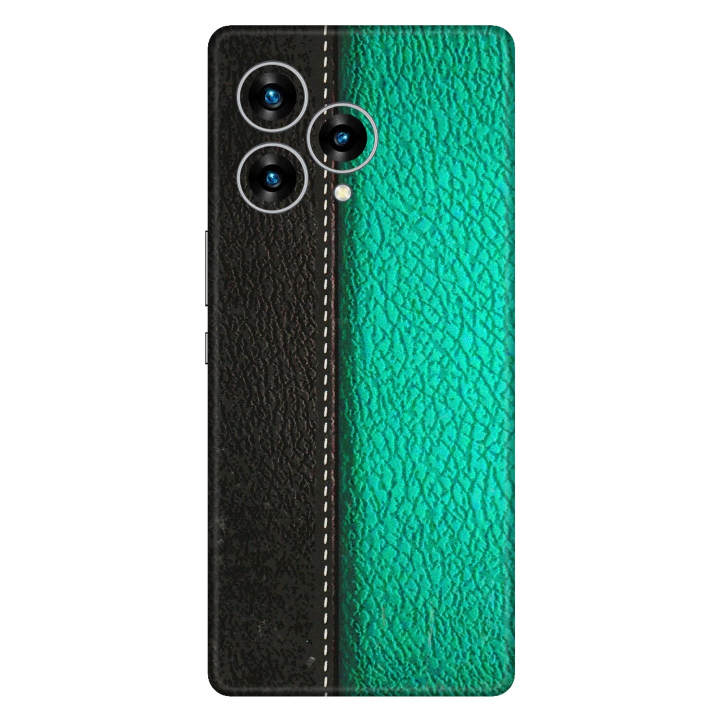 Lava Phone Skins (All Models) - Black Green Dual Leather Stich - 3D Embossed Finish (L-233) LAVA Blaze Curve (5G)