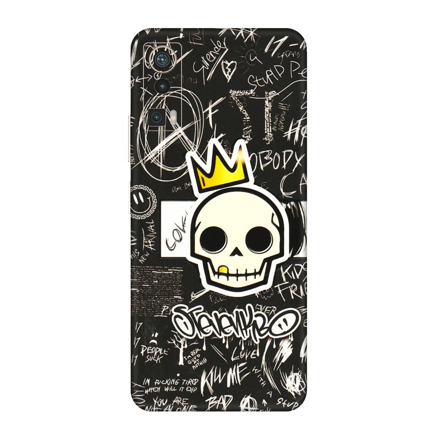 Lava Phone Skins (All Models) - Funny Skull Black Chalk Grafitti - 3D Embossed Finish (L-22) LAVA Blaze Pro