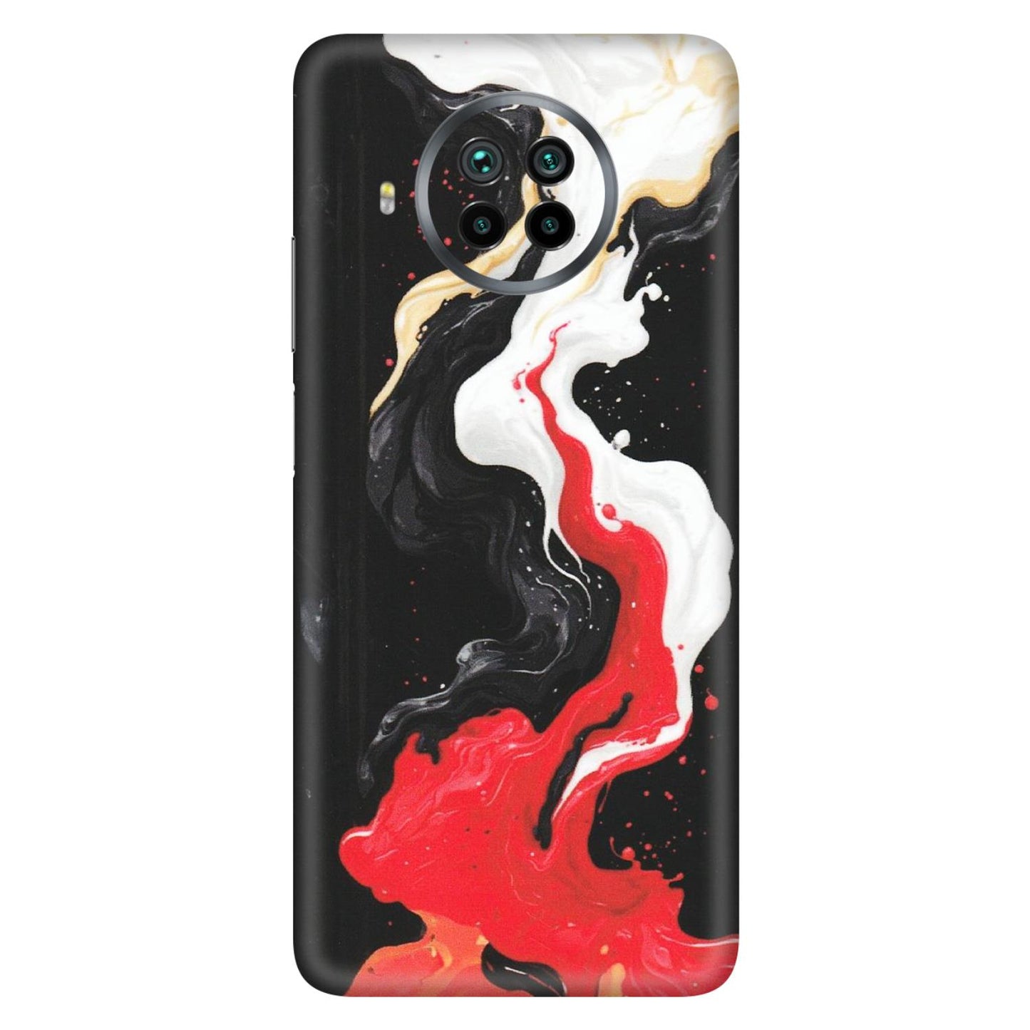 Xiaomi Redmi Phone Skins (All Models) - Black Red White Paint Splash Fusion - Matte Finish (M-56) Mi 10 T Lite