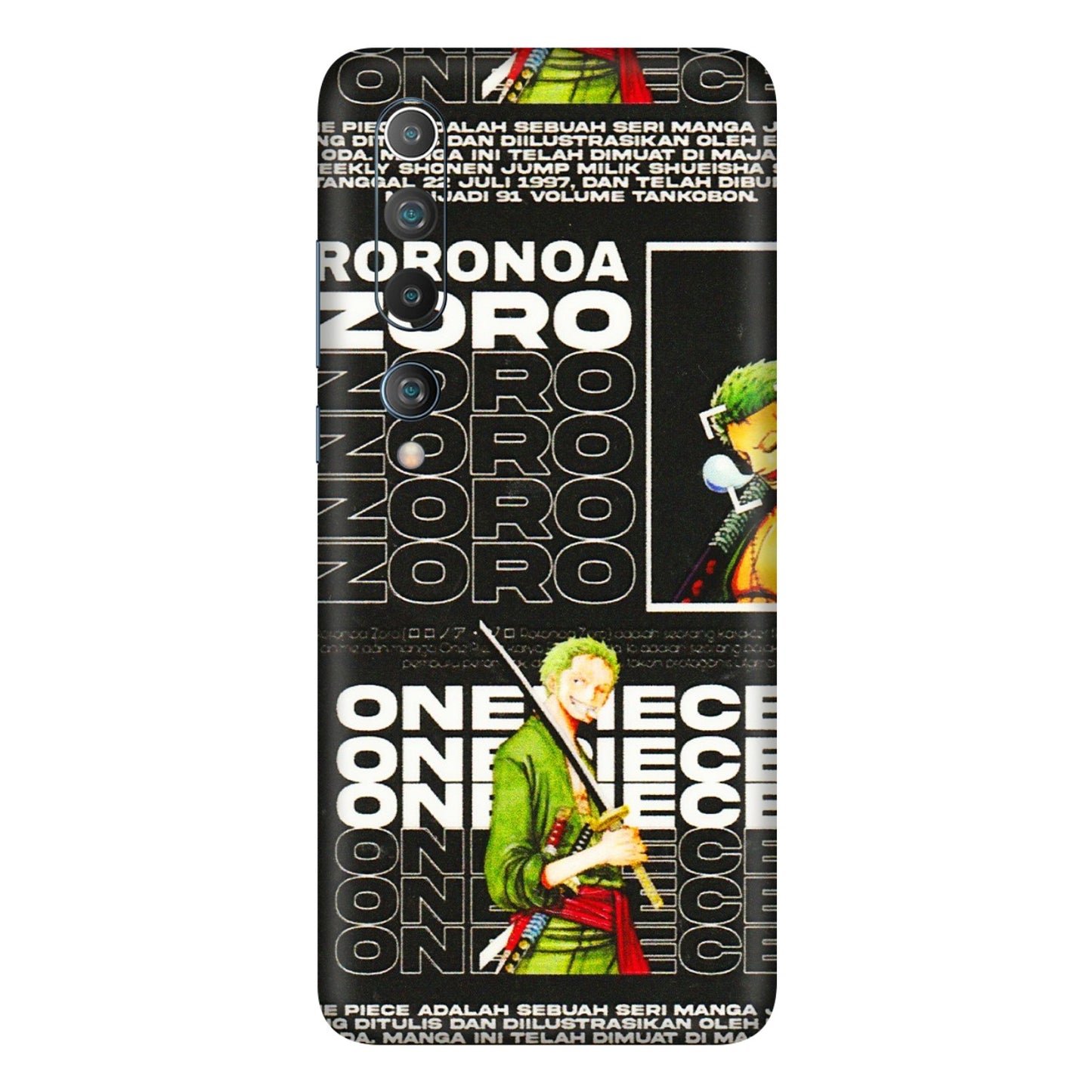Xiaomi Redmi Phone Skins (All Models) - One Piece Zoro - 3D Embossed Finish (L-250) Mi 10 5G